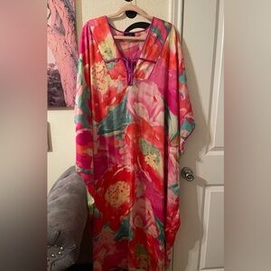 Natori Plus Size Womens Pink floral maxi dress size XL pre-owned